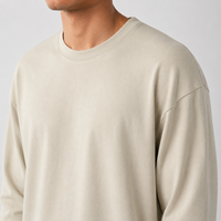 T-shirt personnalisé en coton 230G à col rond et manches longues, unisexe, coupe oversize, uni, décontracté, streetwear, pour hommes et femmes, fournisseur en gros