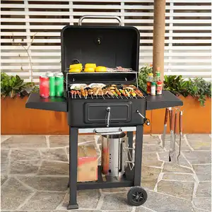 Adjustable Height Trolley Grill For Outdoor BBQ Powder Coated Charcoal Barbeque Grills