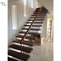 Escalier flottant Tanlong, design en bois, escalier droit moderne, escalier intérieur en bois