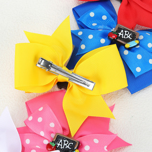 CN pita pensil 4.5 inci 2 buah, dengan pita rambut titik putih, klip busur rambut anak kembali ke sekolah untuk anak perempuan - Product Image 5