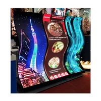 Pantalla LED Flexible con Soporte de Piso, Control por Wifi, USB, 3G, 4G, 5G, Letrero LED Programable, Letrero Publicitario Comercial con Video