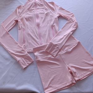 Conjuntos de Ropa para <span class=keywords><strong>Mujer</strong></span> 2026 con Logotipo Personalizado, Camisas de <span class=keywords><strong>Manga</strong></span> <span class=keywords><strong>Larga</strong></span> con Conjuntos Cortos de Verano, Chaqueta Ajustada de Dos Piezas, Conjuntos de Yoga para <span class=keywords><strong>Mujer</strong></span> - Product Image 3