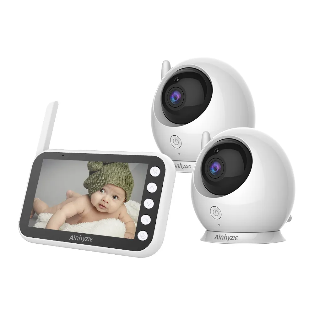 720p Video Baby Monitor with Two Cameras Wireless Wide Angle Lens Night Vision Security Smart Audio Baby 2 Camera Monitor