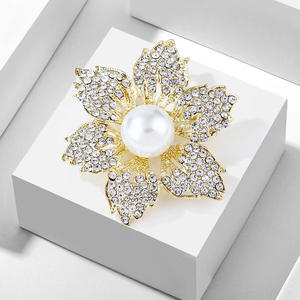 Broche de aleación chapado en oro con diseño de girasol y diamantes de imitación coloridos, joyería de lujo para mujer, regalo de compromiso o boda - Product Image 1