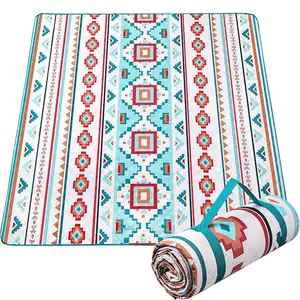 热卖波西米亚轻质蓝色户外亚克力折叠野餐毯垫防水便携