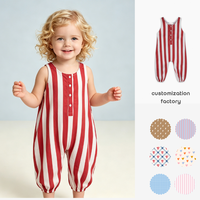 Combinaison sans manches en molleton français surdimensionnée pour bébé, barboteuse ample rayée personnalisée pour fillettes, tenue d'été décontractée une pièce pour enfants