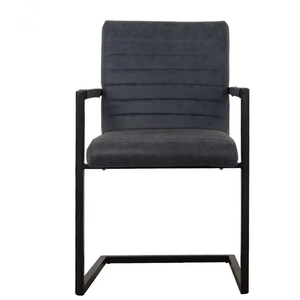 Set di 4 <span class=keywords><strong>Sedie</strong></span> da Pranzo in Vera Pelle <span class=keywords><strong>Antracite</strong></span> con Braccioli - Product Image 3