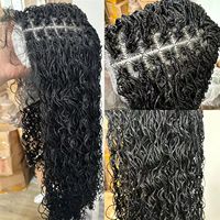 Perruque Lace Front Dreadlocks Brun Clair en Fibre Haute Température, Sans Colle, Ligne de Cheveux Naturelle, Perruque Instantanée Africaine Effet Noodles