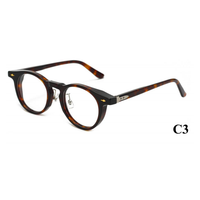 Nuevas Gafas Ópticas de Diseño Retro Clásico de Alta Gama, Montura Completa Redonda, Patrón Sólido, Acetato, con Estuche