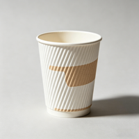 Gobelet en papier ondulé à double paroi, écologique, biodégradable, de qualité alimentaire, avec revêtement PLA