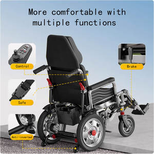 Sedia a rotelle elettrica pieghevole regolabile multifunzione per disabilitare il motore da 500W portatile con schienale alto reclinabile sedia a rotelle elettrica - Product Image 2