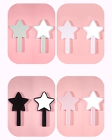 FIORTIA Miroir de poche promotionnel en gros, motif étoile pastel, avec logo personnalisé, en plastique couleur unie, portable, pour enfants