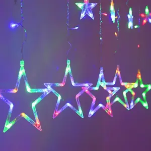 Cortina de led com 12 estrelas, luz de Natal grande estrela em queda, venda imperdível em lojas de fábrica por atacado