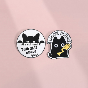 Elijo la violencia gato esmalte pines personalizados mi gato y hablo mierda de TI broche solapa insignia dibujos animados Animal joyería amigo regalo - Product Image 2