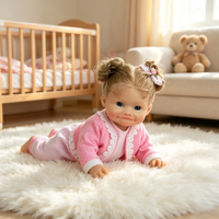 Poupée Reborn en Silicone Platine de 16 Pouces, Bébé Fille Nouveau-né, Cheveux Bouclés Doux et Réalistes, Vêtements Interchangeables, Imperméable