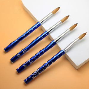 Pinceau à ongles en cristal bleu vison, taille 2 à 24, tête ronde, insertion inversée, poils synthétiques, poudre acrylique, pinceau pour nail art - Product Image 2