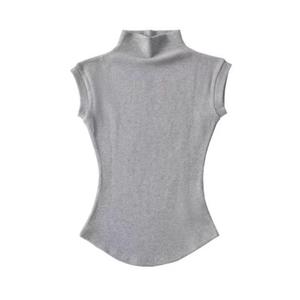 T-shirt sans manches blanc à col montant, style Ins Pure Desire, pour <span class=keywords><strong>femme</strong></span>, été, <span class=keywords><strong>sexy</strong></span>, moulant, taille cintrée, court, tendance Hot Girl - Product Image 5