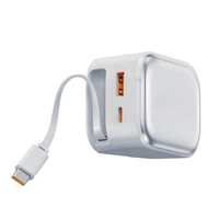 Chargeur mural pliable USB-C 35W à charge rapide, câble rétractable GaN pour ordinateur portable (compatible 17 pouces)