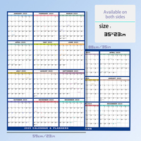 23 "X 35" 2025 Calendrier Mural Effaçable Large XL Wet & Dry Erase Laminé 12 Mois Annuel Planificateur Mural Annuel