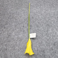 Bunga Calla Lily PU Tangkai Tunggal 66cm Daun Kuning Tangkai Hijau Tua Bunga Artifisial Dekorasi Rumah Pernikahan Natal Gaya Eropa