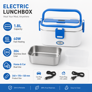 Boîte à lunch chauffante électrique portable 1,8 L sans BPA en acier inoxydable 304 pour le bureau, la voiture, la maison et les voyages KL03001 - Product Image 3