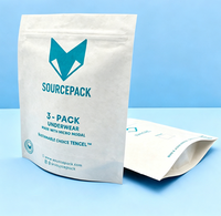 Sacs refermables en papier kraft blanc biodégradable imprimés sur mesure, pochettes compostables pour l'emballage de sous-vêtements et de vêtements