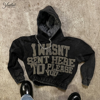 Sweat à capuche imprimé bouffant personnalisé 500 Gsm lavage à l'acide Vintage mode ourlet élastique haute qualité sweat à capuche Streetwear vêtements fabricants