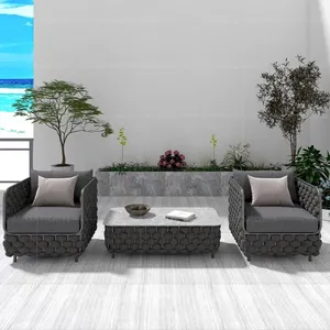 Großhandel Outdoor Home 4 Stück Luxus Ecksofa Freizeit Gespräch Garten Rattan Sofa Patio Set