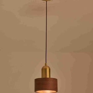 Modern Walnut Wood Pendant <b>Light</b> Led <b>Single</b> Head Round Chandelier For Home Bedroom Dining Room Tea Room - Product Image 2