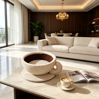 Arbre à chat moderne à motif uni, en forme de tasse à café, avec griffoir intégré en sisal et lit confortable, design pour une utilisation quatre saisons