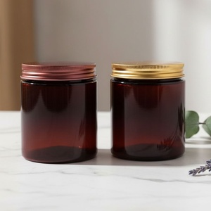 Wholesale Skin Care Cosmetic Food Packaging 100ml 120ml 150ml 200ml 250ml Amber <b>Plastic</b> Cream <b>Jar</b> with Gold Alu Lid - Product Image 1