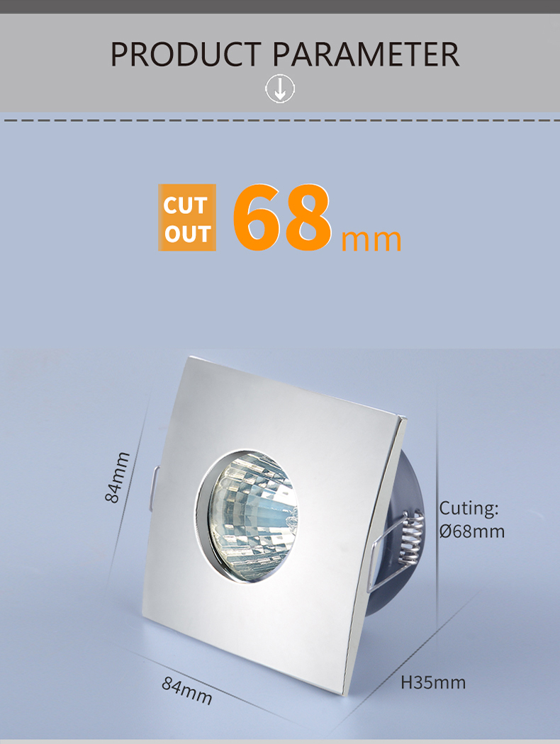 Square Recessed Waterproof Bathroom LED Downlights Pure Aluminium