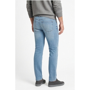 Jeans de Mezclilla Azul Claro para Hombre, Corte Slim Fit, Pierna Recta, Cintura Media, Lavado Regular, Algodón, Estilo Casual y Formal para Otoño - Product Image 3
