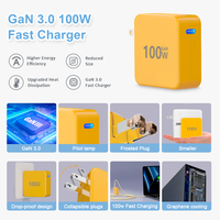 Adaptateur de charge rapide pliable 100W PD 3.0 Type C pour téléphone portable, ordinateur portable, iPhone, Samsung, Macbook, écouteurs, chargeur mural, qualité supérieure