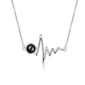 Heartbeat Necklace 925 Sterling Silver EKG Cute Life Line Heartbeat Love Cardiogram Necklace Gift for Women Girls