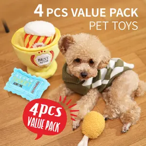 4pcs Value Pack Pet Toy Pet Interactive Plush Toy Cute Squeak Dog Toys