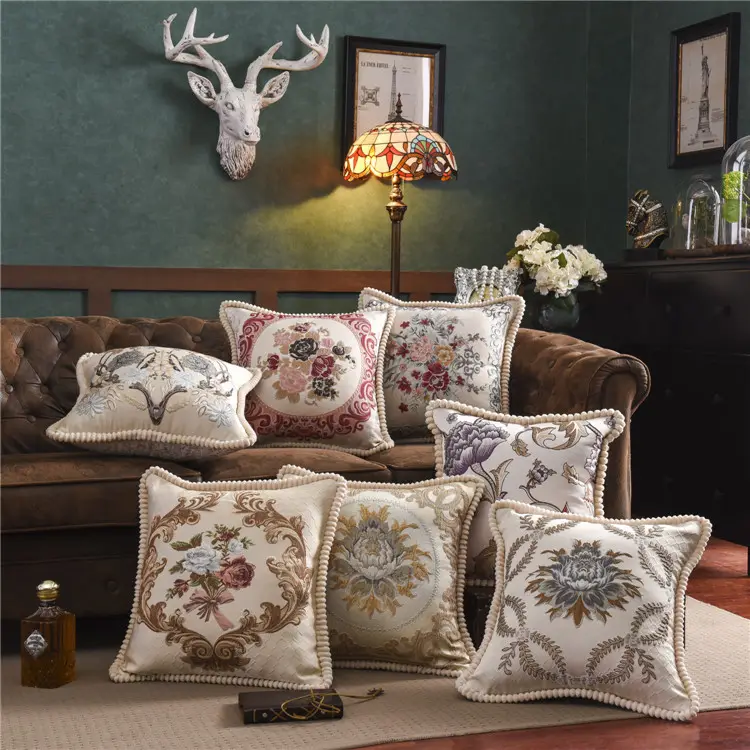 Luxury decorative embroidery faux fur scatter pillow case cushion covers for bed