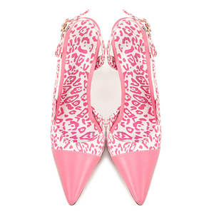 Big Size 47 Women Leopard Patchwork Sandals High Thine <b>Heels</b> Back Strap Shoes on Slingback Pointy <b>Closed</b> <b>Toe</b> Pumps - Product Image 4