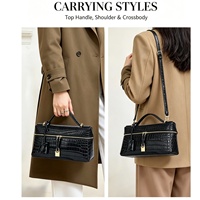 Nouveau Sac à Déjeuner Femme en Cuir Véritable 2026 Motif Crocodile Fermeture Éclair Simplicité Urbaine LP23 Sac à Bandoulière Croisé