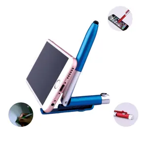 2023 hot-selling best gift 4 in 1 function light pen touch pen with phone holder printing logo