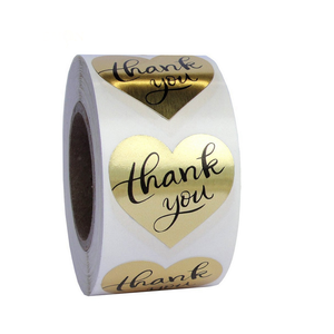 Hoja de oro de impresión de vinilo etiqueta engomada de la etiqueta de forma de <span class=keywords><strong>corazón</strong></span> <span class=keywords><strong>gracias</strong></span> pegatinas para embalaje - Product Image 5