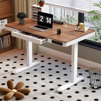 Bureau électrique moderne assis-debout, grand bureau debout réglable en hauteur, bureau électrique debout en verre trempé avec tiroirs