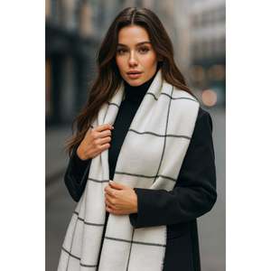 Women's Off-White 70x180 cm Square Patterned <b>Shawl</b> Custom <b>Ethnic</b> Style Polyester <b>Scarf</b>-SAL1210 - Product Image 5