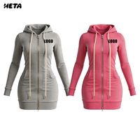 Robe longue unie à capuche et cordon de serrage pour femme 2026, en coton et élasthanne, coupe ajustée décontractée pour l'automne, tenue quotidienne et streetwear pour femme