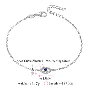 POLIVA Armbänder für Damen Weißes Echtes Sterling Silber Armband Rhodium-Plattiert Kristall Charm-Armbänder - Product Image 2