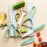 Keuken 4-delige handbediende roestvrijstalen schilmes, fruitmes, rasp, schaar & snijder combinatie set