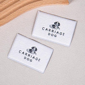 Logotipo de etiqueta tejida de hilo al ras personalizado, etiqueta tejida de corte recto cosida para <span class=keywords><strong>ropa</strong></span> - Product Image 2