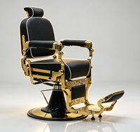 Fauteuil de barbier pivotant réglable de qualité supérieure, plaqué or vintage, pour hommes, salon de coiffure