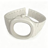Kit de boîtier de montre en céramique blanche étanche personnalisable avec boîtier carré poli et rembourré pour modules de mouvement automatique