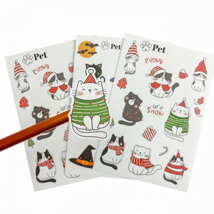 Custom Kawaii Cartoon Cat <b>Sticker</b> <b>Sheet</b> Waterproof Self Adhesive Vinyl Decal for Gifts - Product Image 1